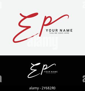 E, P, EP Initial letter logo. Alphabet EP Handwritten Signature logo Stock Vector