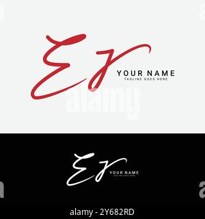 E, J, EJ Initial letter logo. Alphabet EJ Handwritten Signature logo Stock Vector