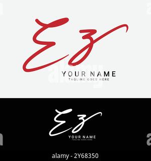 E, Z, EZ Initial letter logo. Alphabet EZ Handwritten Signature logo Stock Vector