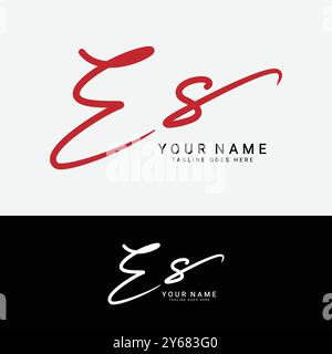 E, S, ES Initial letter logo. Alphabet ES Handwritten Signature logo Stock Vector