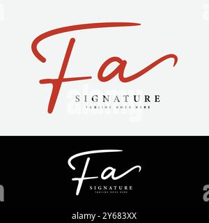 F, A, FA Initial letter logo. Alphabet FA Handwritten Signature logo Stock Vector