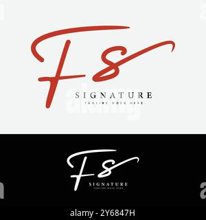 F, S, FS Initial letter logo. Alphabet FS Handwritten Signature logo Stock Vector