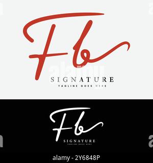F, B, FB Initial letter logo. Alphabet FB Handwritten Signature logo Stock Vector