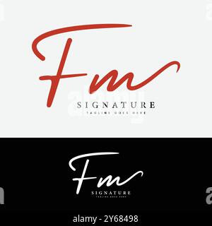 F, M, FM Initial letter logo. Alphabet FM Handwritten Signature logo Stock Vector