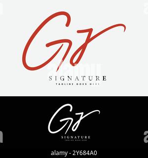 G, J, GJ Initial letter logo. Alphabet GJ Handwritten Signature logo Stock Vector