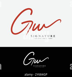 G, W, GW Initial letter logo. Alphabet GW Handwritten Signature logo Stock Vector