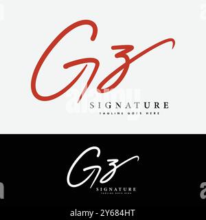 G, Z, GZ Initial letter logo. Alphabet GZ Handwritten Signature logo Stock Vector