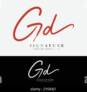 G, D, GD Initial letter logo. Alphabet GD Handwritten Signature logo Stock Vector