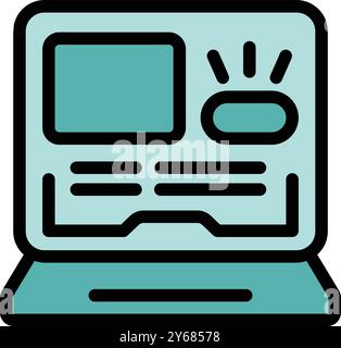 This icon represents a website design program interface being displayed on a laptop screen Stock Vector