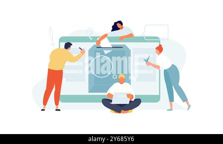 People group online voting election concept. Vector illustration Stock Vector