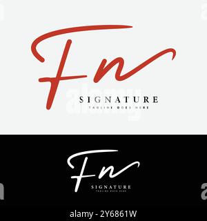 F, N, FN Initial letter logo. Alphabet FN Handwritten Signature logo Stock Vector
