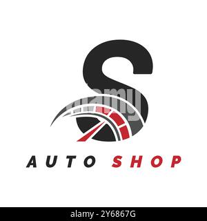letter S logo auto mechanic with speedometer style. Alphabet S automotive speedometer design icon Stock Vector