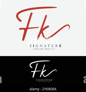 F, K, FK Initial letter logo. Alphabet FK Handwritten Signature logo Stock Vector