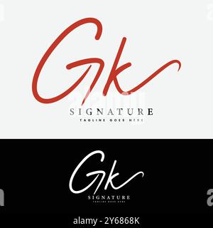 G, K, GK Initial letter logo. Alphabet GK Handwritten Signature logo Stock Vector