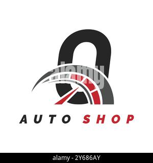 letter Q logo auto mechanic with speedometer style. Alphabet Q automotive speedometer design icon Stock Vector