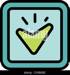 Simple icon of a green arrow pointing down, enclosed in a square frame Stock Vector