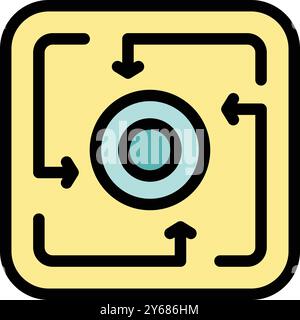 Simple icon representing the concept of core business purpose with arrows converging to the center Stock Vector
