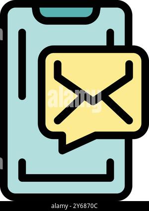 Smartphone is displaying a new email message notification Stock Vector