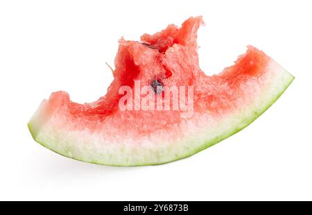 Slice watermelon with bite isolated on white background Stock Photo