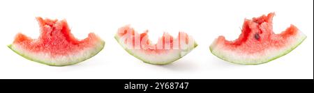Slice watermelon with bite isolated on white background Stock Photo