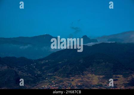 view of Pico Ruivo the highest mountain on the Ponta peninsula of Sao Lorenco in Madeira Portugal Stock Photo