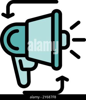 Megaphone is sending a message and receiving feedback, symbolizing a two way communication process Stock Vector