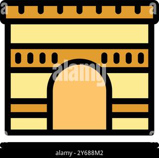 Simple colorful icon of the kaaba, the holiest site in islam, located in mecca, saudi arabia Stock Vector