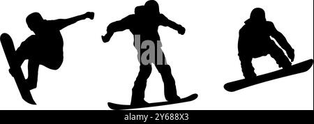 Set of nowboarder silhouette vector illustration Stock Vector