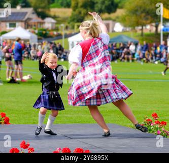 Highland dancing at the Glenurquhart Highland Gathering and Games, Drumnadrochit Stock Photo