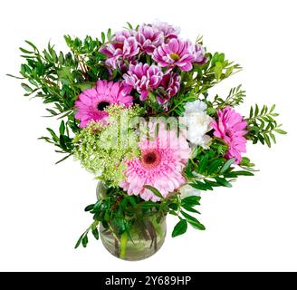 Closeup of an isolated flower arrangement in a glass vase Stock Photo