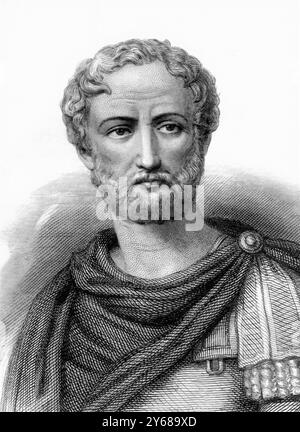 Pliny the Elder. Portrait of the Roman commander and author, Gaius Plinius Secundus (AD 23/24–79), engraving, 1859 Stock Photo