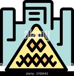 Pyramid with ancient patterns standing strong among the modern city buildings, showing a blend of old and new architecture Stock Vector