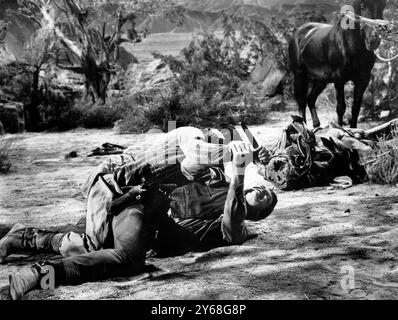 Rory Calhoun, on-set of the western film, 'Apache Uprising', Paramount Pictures, Stock Photo