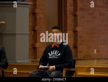 Castro Valley, CA - Jan 20, 2024: Candidate Forum for District 4 Board of Supervisor position. Nate Miley and Jennifer Esteen present their views. Jen Stock Photo