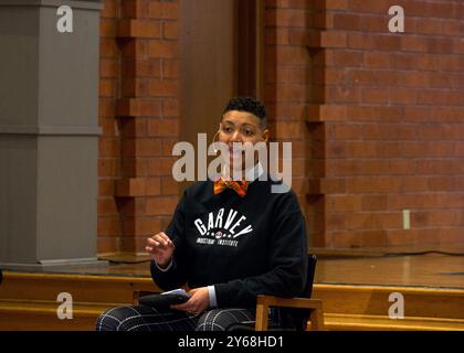 Castro Valley, CA - Jan 20, 2024: Candidate Forum for District 4 Board of Supervisor position. Nate Miley and Jennifer Esteen present their views. Jen Stock Photo