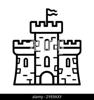 siege icon or modern line symbol. Vector line art and icon design with bold outline. Black and white Pixel Perfect minimalistic symbol isolated white Stock Vector