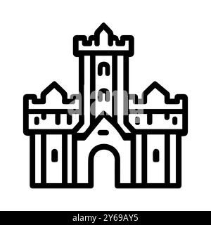 siege icon or modern line symbol. Vector line art and icon design with bold outline. Black and white Pixel Perfect minimalistic symbol isolated white Stock Vector