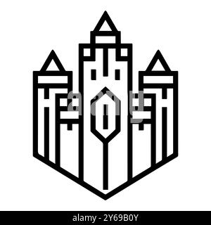 siege icon or modern line symbol. Vector line art and icon design with bold outline. Black and white Pixel Perfect minimalistic symbol isolated white Stock Vector
