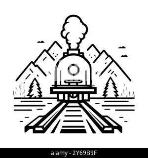 railroad icon or modern line symbol. Vector line art and icon design with bold outline. Black and white Pixel Perfect minimalistic symbol isolated whi Stock Vector