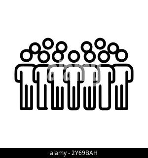 crowd icon or modern line symbol. Vector line art and icon design with bold outline. Black and white Pixel Perfect minimalistic symbol isolated white Stock Vector