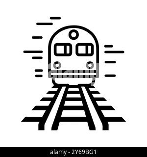 railroad icon or modern line symbol. Vector line art and icon design with bold outline. Black and white Pixel Perfect minimalistic symbol isolated whi Stock Vector