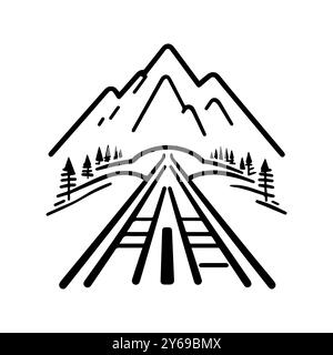 railroad icon or modern line symbol. Vector line art and icon design with bold outline. Black and white Pixel Perfect minimalistic symbol isolated whi Stock Vector