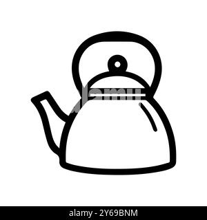 kettle icon or modern line symbol. Vector line art and icon design with bold outline. Black and white Pixel Perfect minimalistic symbol isolated white Stock Vector