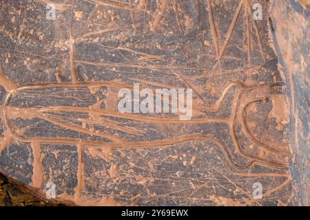 petroglyph, Aït Ouazik rock deposit, late Neolithic, Morocco, Africa. Stock Photo