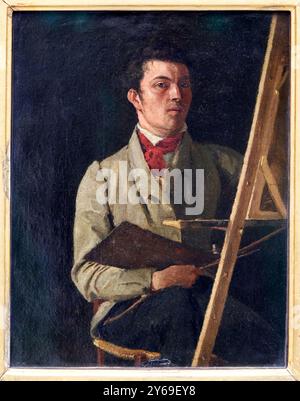 Self-Portrait, About 1825, Jean-Baptiste Camille COROT, Paris, 1796 - 1875, Musée du Louvre, Paris, France. Stock Photo