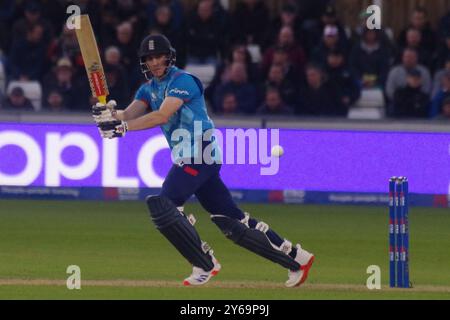 Chester le Street, England, 24 September 2024. Harry Brook batting for England against Australia in the Third Metro Bank One Day International at The Seat Unique Riverside, Chester-le-Street. Credit: Colin Edwards/Alamy Live News Stock Photo