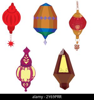 Set of vintage Christmas tree toys. Vector illustration isolated on white background. Stock Vector