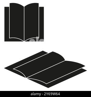 Open book icon. 3D book symbol. Reading illustration. Vector knowledge graphic. Stock Vector