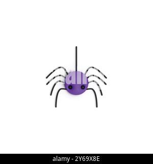 cute black purple spider halloween 3d illustration Stock Vector