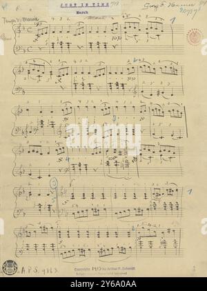 Music 1800-1900; Music Manuscripts; Hamer, George F. Just in time, Hamer, George F., 1800 - 1900, Schmidt, Arthur Paul, Music publishing, Popular music, Writing and publishing, Sheet music, Music, United States, 19th century, Music, United States, Manuscripts, United States, Manuscripts Stock Photo